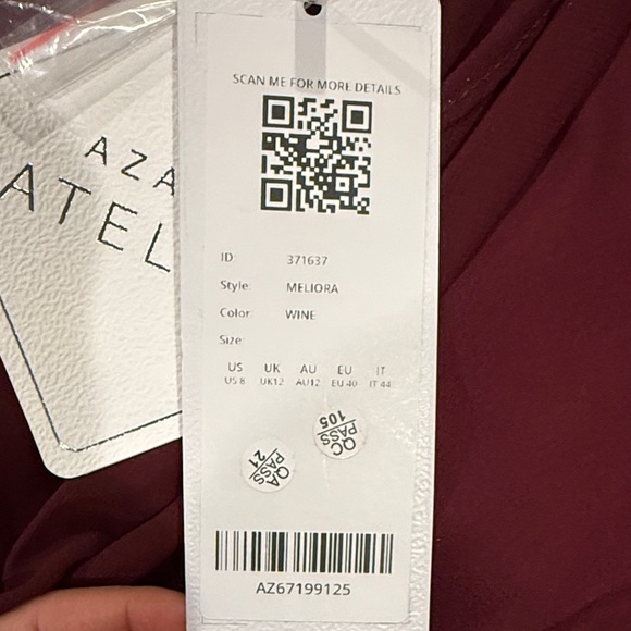 Azazie One Shoulder Burgundy Dress size 8 - Picture 3 of 3